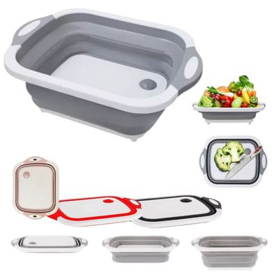 Tabua Retrátil Bacia Cortador de Carne Legumes Fruta 3 Em 1