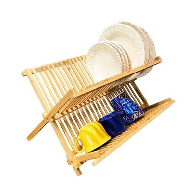 Escorredor de Pratos e Louças em Bambu 100% Natural Dobrável
