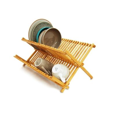 Escorredor de Pratos e Louças em Bambu 100% Natural Dobrável