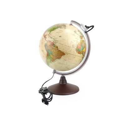 Globo Terrestre Decorativo Geográfico Marco Polo C/ Lupa Base em Plástico Iluminado LED Tecnodidattica