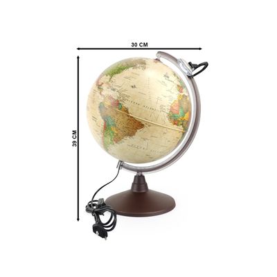 Globo Terrestre Decorativo Geográfico Marco Polo C/ Lupa Base em Plástico Iluminado LED Tecnodidattica