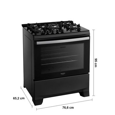 Fogão 5 Bocas Dako Supreme Glass com Mesa de Vidro e Acendimento Automático Preto - Bivolt