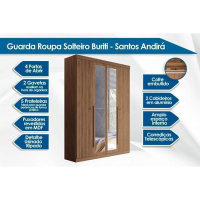 Guarda Roupa +Cômoda 2 Peças QC322 Jatoba/Areia - Santos Andirá