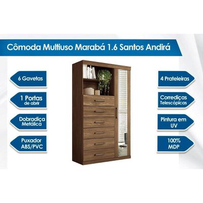 Guarda Roupa +Cômoda 2 Peças QC352 Jatobá/Grafite - Santos Andirá