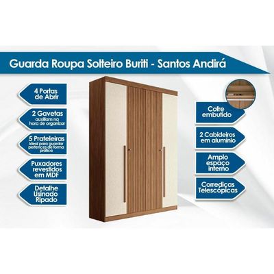Guarda Roupa +Cômoda 2 Peças QC346 Jatoba/Areia - Santos Andirá
