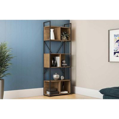 Estante p/ Sala Industrial LI014 c/ 6 Nichos 72cm Canela/Preto Kappesberg