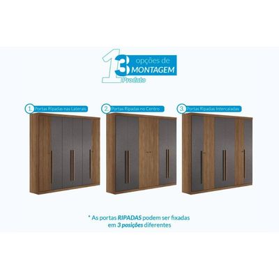 Guarda Roupa +Cômoda 2 Peças QC351 Jatobá/Grafite - Santos Andirá