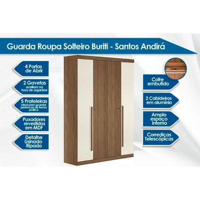 Guarda Roupa +Cômoda 2 Peças QC337 Jatoba/Areia - Santos Andirá