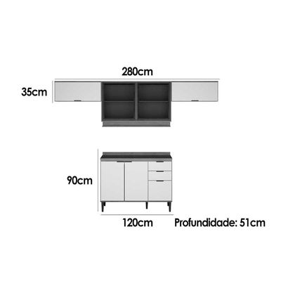 Cozinha Completa Carraro 4 Peças Alpha C4P180 Branco