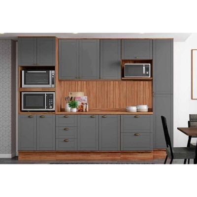 Cozinha Completa Carraro 9 Peças Bella C9P24 Nogal/Cinza