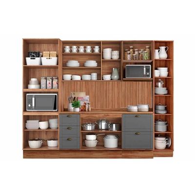 Cozinha Completa Carraro 9 Peças Bella C9P41 Nogal/Cinza