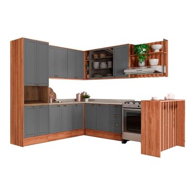 Cozinha Completa Carraro 9 Peças Bella C9P200 Nogal/Cinza