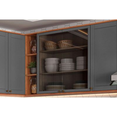 Cozinha Completa Carraro 9 Peças Bella C9P200 Nogal/Cinza