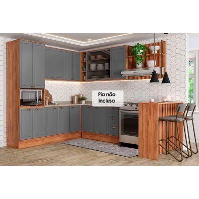 Cozinha Completa Carraro 9 Peças Bella C9P200 Nogal/Cinza