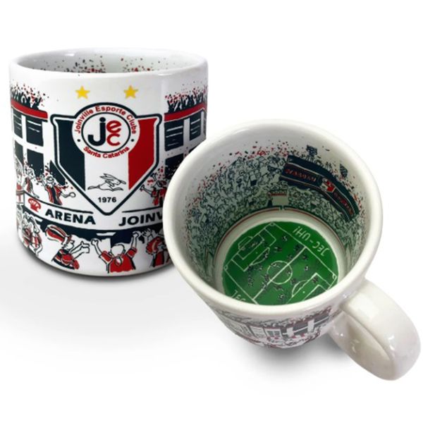 Caneca KazzaVip do Jec Cerâmica 360 ML Estádio Arena Joinville Licenciada Branco