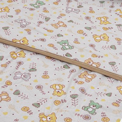 Edredom KazzaVip Baby Malha 100% Algodão Linha Casa Berço Americano Estampado Ursinho Feliz Bege