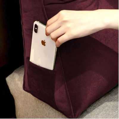 Almofada Para Cabeceira Encosto Apoio Lombar Spot 160cm Com Porta Celular Suede - Abmaza Vermelho