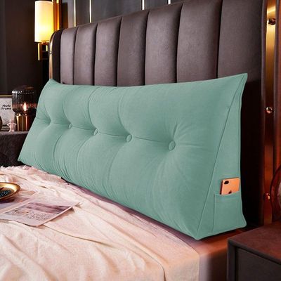 Almofada Para Cabeceira Encosto Apoio Lombar Spot 195cm Com Porta Celular Veludo - Abmaza Verde