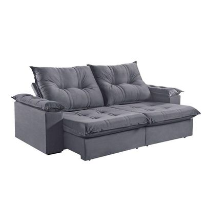 Sofá 2 Lugares Retrátil 210cm Pillow Top Reclinável M-191 Grafite