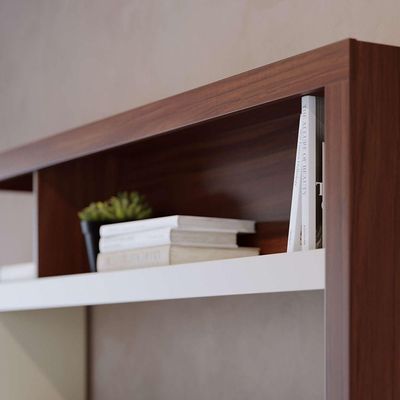 Estante Elba 136cm 2 Portas De Giro - Ssx Multicoisas Cor Nogueira Real/off White Matte