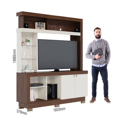 Estante Valença 160cm 2 Portas De Giro - Ssx Multicoisas Cor Nogueira Real/off White