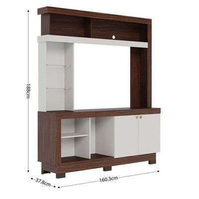 Estante Valença 160cm 2 Portas De Giro - Ssx Multicoisas Cor Nogueira Real/off White