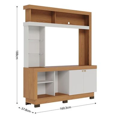 Estante Valença 160cm 2 Portas De Giro - Ssx Multicoisas Cor Freijó/off White