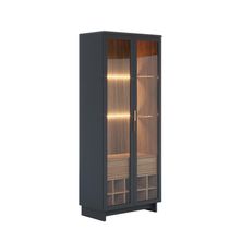 Cristaleira Guanabara 71cm 2 Portas De Giro - Ssx Multicoisas Cor Preto Fosco/noce Milano