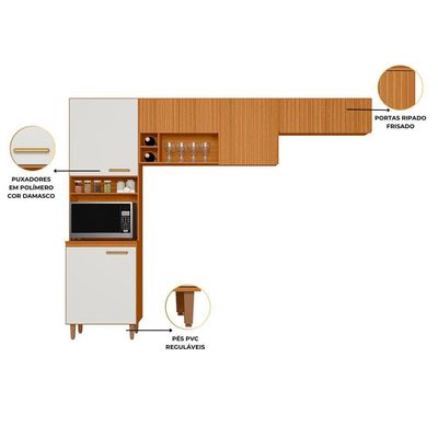 Cozinha Compacta 3 Peças Sicilia Freijo Uv Off Acetinado Ripado - Ssx Multicoisas