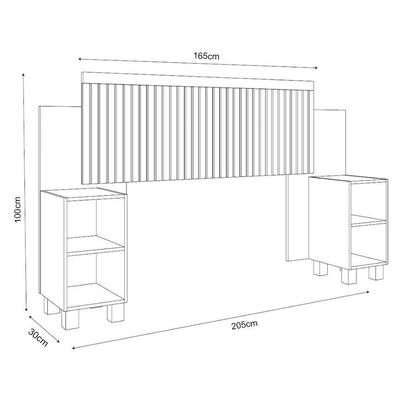 Cabeceira Box Mumbai Ripada Mdf Reforçado Ajustável Para Casal E Queen Com Nicho - Naturale