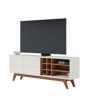 Bancada Noronha 180cm 2 Portas De Giro Off White Matte/freijo - Ssx Multicoisas