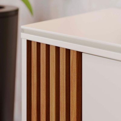 Bancada Otawa 160cm 1 Porta De Correr - Ssx Multicoisas Cor Off White Matte/freijo