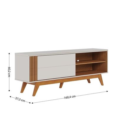 Bancada Otawa 160cm 1 Porta De Correr - Ssx Multicoisas Cor Off White Matte/freijo