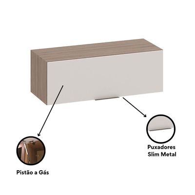Armário Geladeira 80cm 1 Porta Etna Carvalho Oak Off White - Ssx Multicoisas