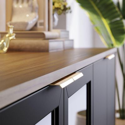 Aparador Buffet Vitoria 160cm 4 Portas De Giro - Ssx Multicoisas Cor Noce Milano/preto Fosco