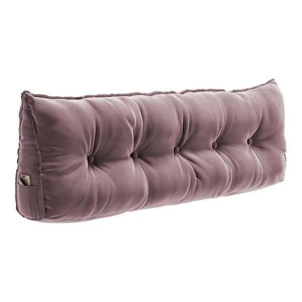 Almofada Para Cabeceira Encosto Apoio Lombar Spot 195cm Com Porta Celular Veludo - Abmaza Cor Rosê