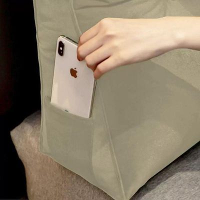 Almofada Para Cabeceira Encosto Apoio Lombar Spot 195cm Com Porta Celular Suede - Abmaza Cor Bege