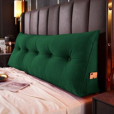 Almofada Para Cabeceira Encosto Apoio Lombar Spot 195cm Com Porta Celular Suede - Abmaza Cor Verde