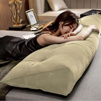 Almofada Para Cabeceira Encosto Apoio Lombar Spot 160cm Com Porta Celular Suede - Abmaza Cor Bege