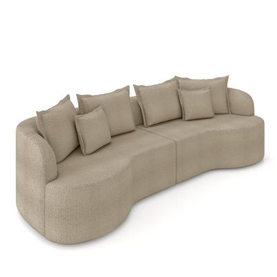 Sofá Living Decorativo Salinas 3 Lugares com Almofadas 250cm Modulado Bouclê Bege G33 - Gran Belo
