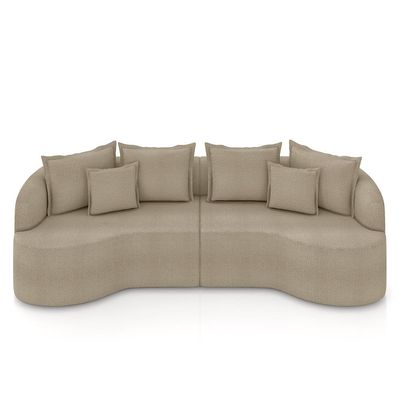 Sofá Living Decorativo Salinas 3 Lugares com Almofadas 250cm Modulado Bouclê Bege G33 - Gran Belo