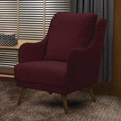 Kit 2 Poltronas Decorativas Catar com Tachas Veludo Marsala - Gran Belo