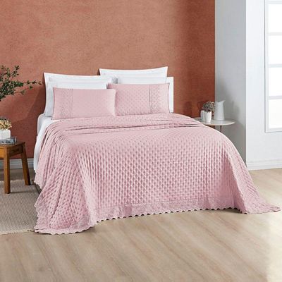 Cobre Leito Casal Divino Lese 3 Peças Dupla Face - Rosa