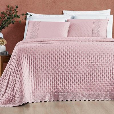 Cobre Leito Casal Divino Lese 3 Peças Dupla Face - Rosa