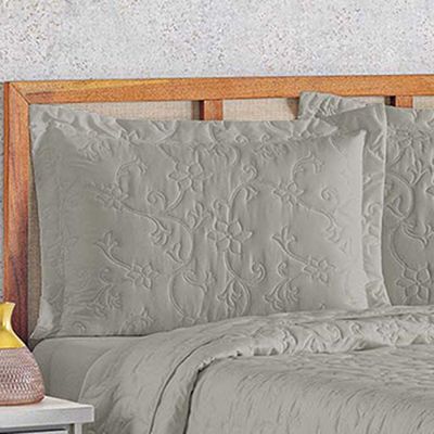 Cobre Leito Colcha Queen Mobili 03 Peças - Cinza - 100% Poliéster