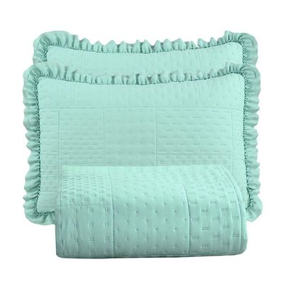Kit Cobre Leito Colcha Bello Casal Dupla Face 3 Peças Verde 100% Poliéster