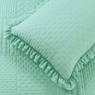 Kit Cobre Leito Colcha Bello Casal Dupla Face 3 Peças Verde 100% Poliéster