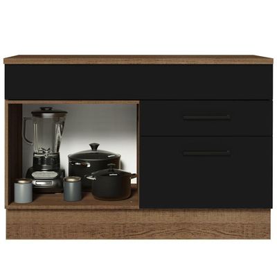 Balcão Gabinete De Pia 120 X 60 Cm 1 Porta 2 Gavetas Rustic