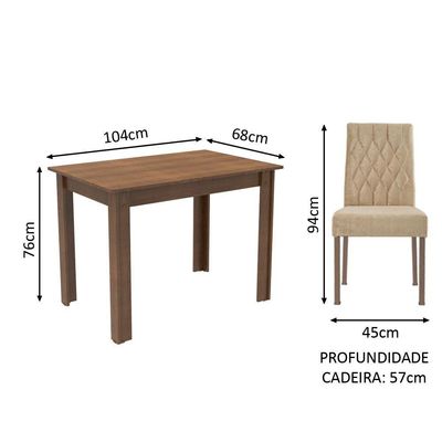 Conjunto Sala De Jantar Mesa Tampo De Madeira 2 Cadeiras Ru