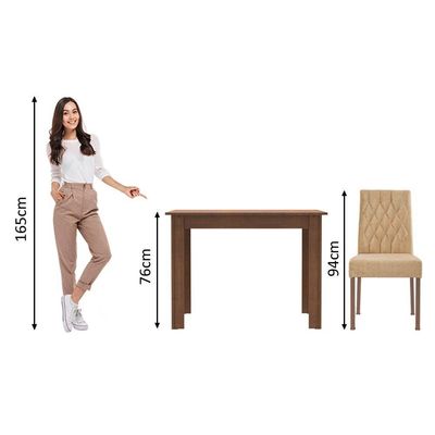 Conjunto Sala De Jantar Mesa Tampo De Madeira 2 Cadeiras Ru